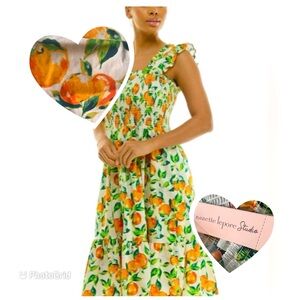 Nanette Lepore Women's Smocked Flutter Sleeve Midi Dress, NWT